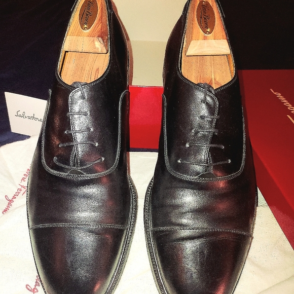 SALVATORE FERRAGAMO TORRE Oxfords Mens Black Leather Formal Shoes Excellent main image 7